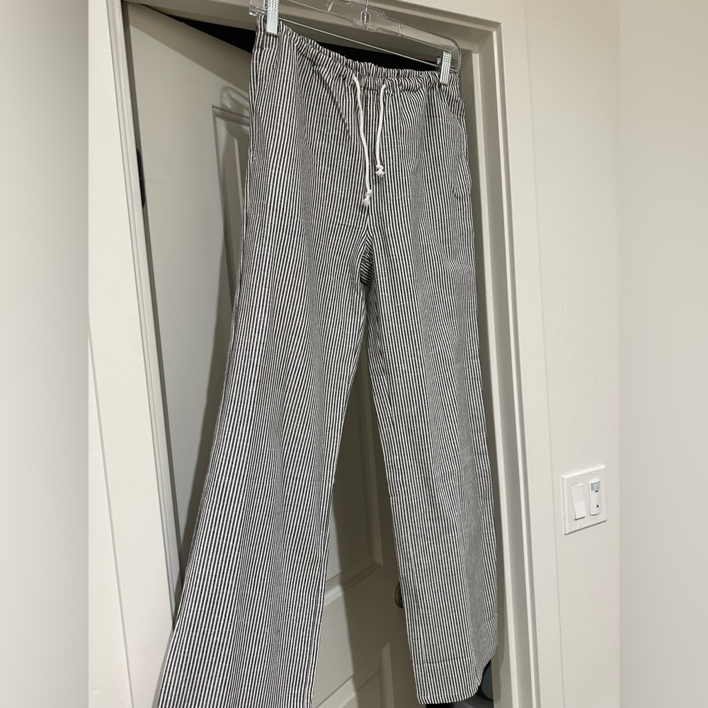 Black & White Striped Drawstring Beach Pants